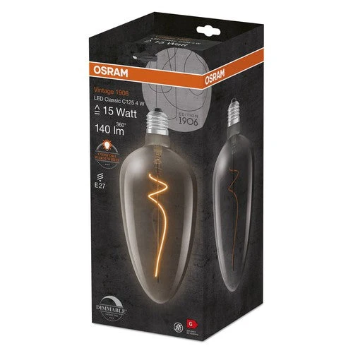 Lampe LED OSRAM Vintage 1906, teinte fumée, 4 W, 140 lm, blanc chaud, E27