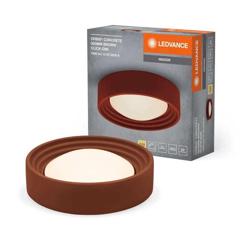 LEDVANCE ORBIS Plafonnier en béton 300mm 13W 800lm marron