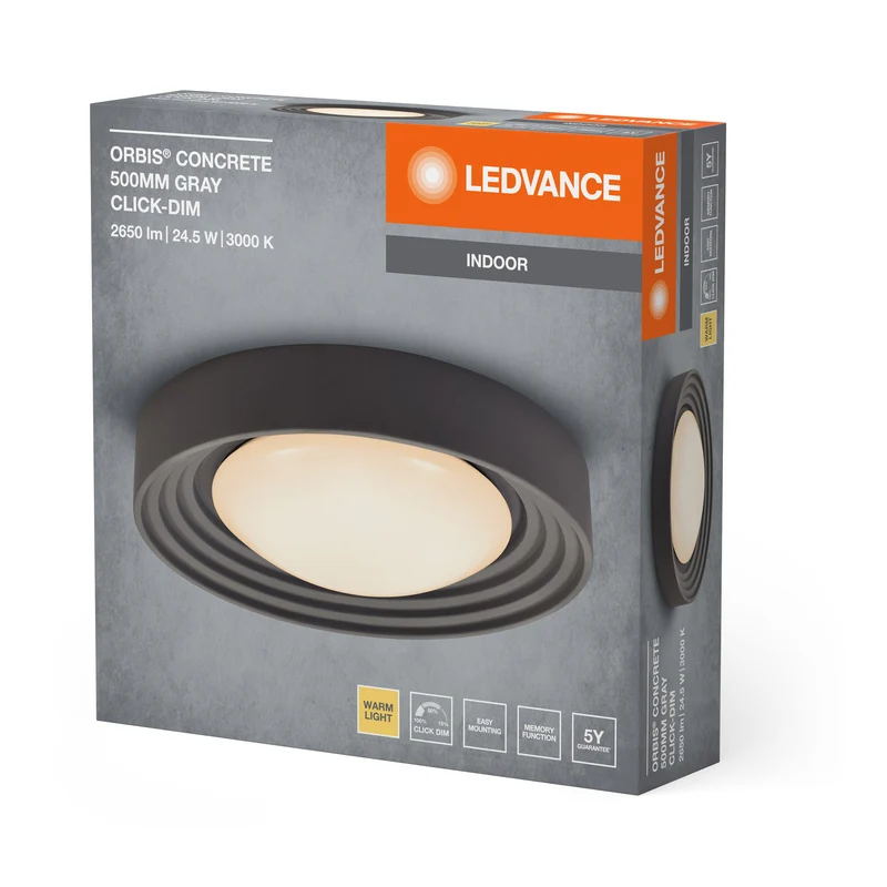 LEDVANCE ORBIS Plafonnier en béton 500mm 24,5W gris