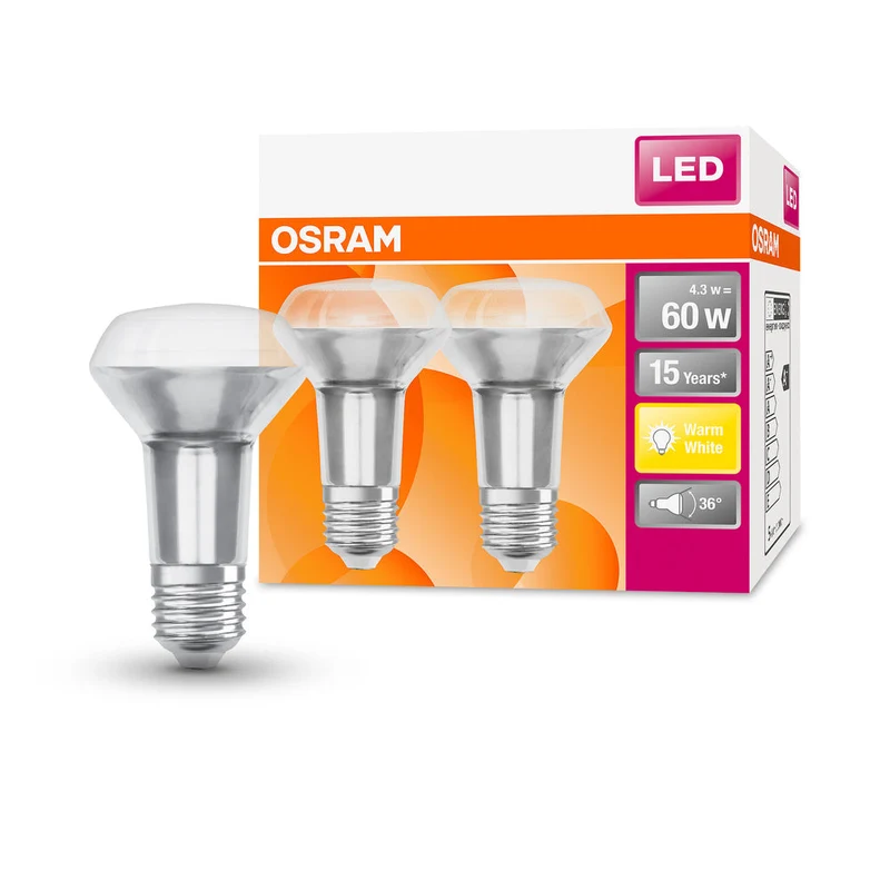 Lampe LED OSRAM LED STAR R63 4,8 W 827 E27, 350 lm, 2700 K, blanc chaud, lot de 2