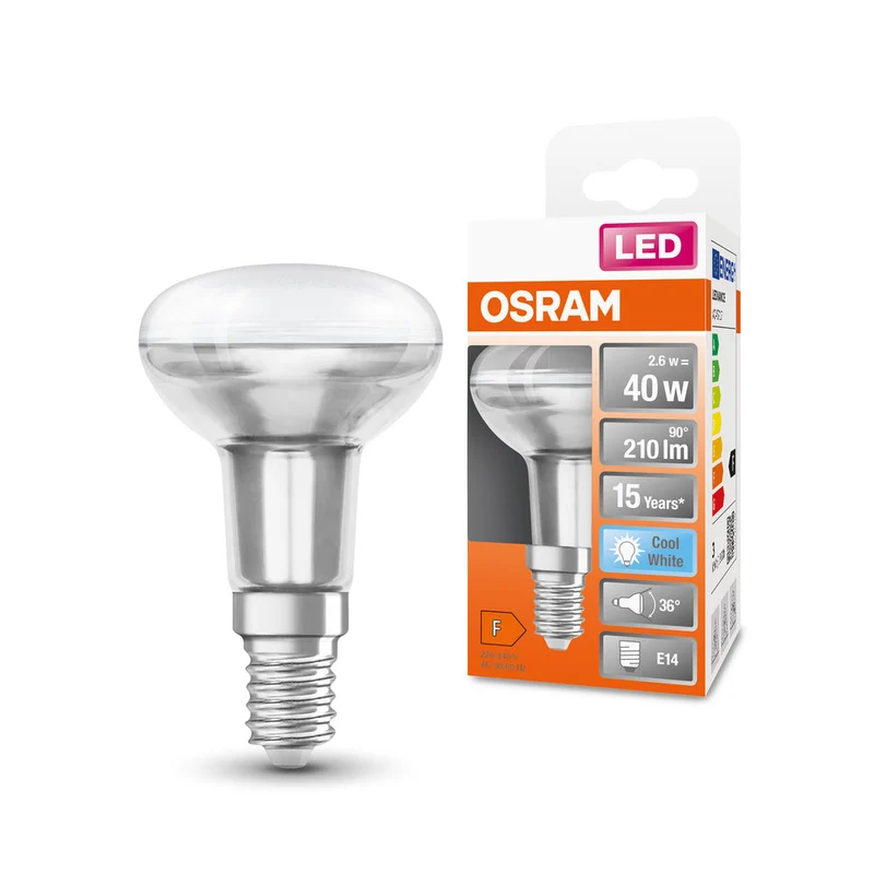 Lampe LED OSRAM LED STAR R50 2,6W 840 E14, 210 lm, 4000 K, blanc froid