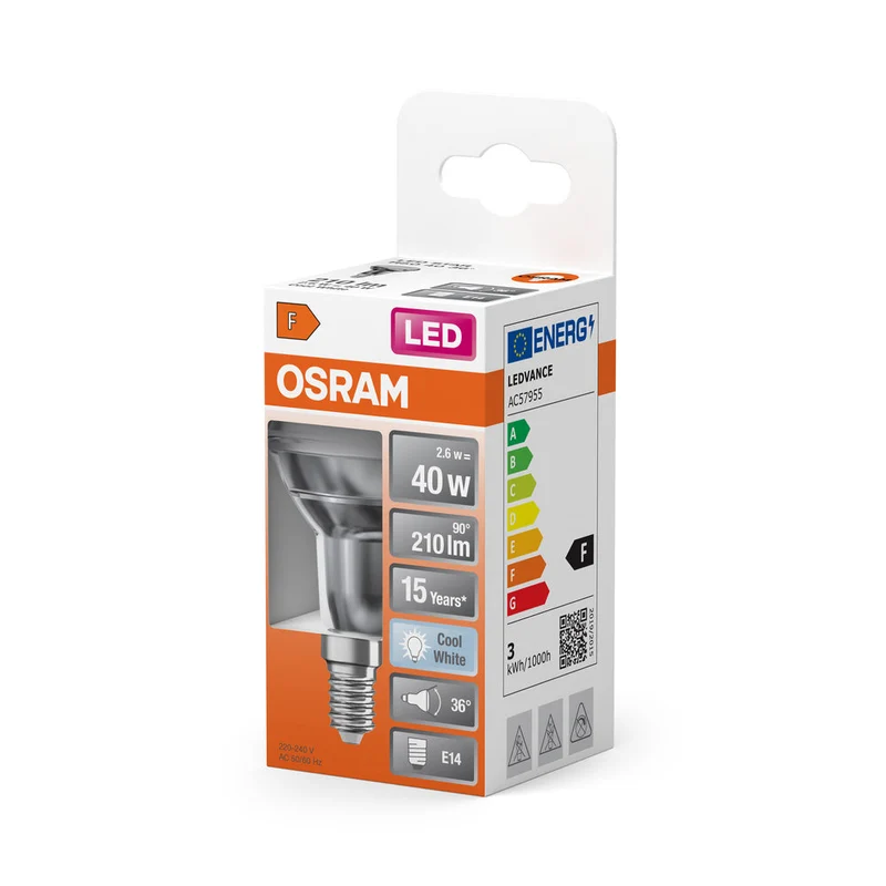 Lampe LED OSRAM LED STAR R50 2,6W 840 E14, 210 lm, 4000 K, blanc froid