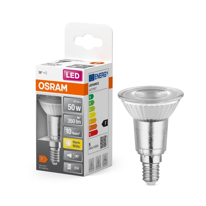Lampe LED OSRAM LED STAR PAR16 4,5W 827 E14, 350 lm, 2700 K, blanc chaud