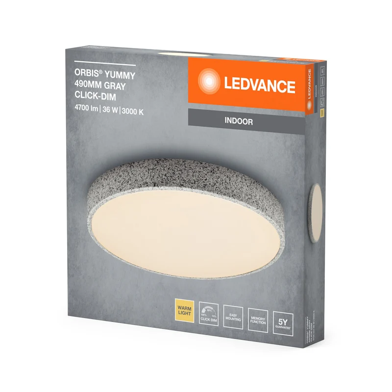 LEDVANCE ORBIS Yummy plafonnier 36W 490mm dimmable gris