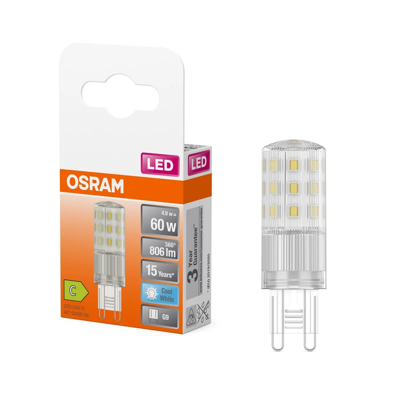 OSRAM lampe à broche LED PIN, 4.9W, 806lm, G9, 4000K, blanc froid