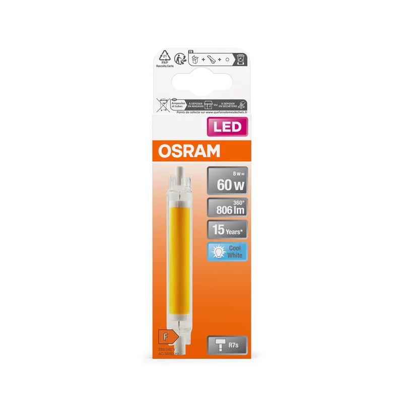 OSRAM LED Slim Line Lampe, 8W, 806lm, R7s, Blanc froid 4000K