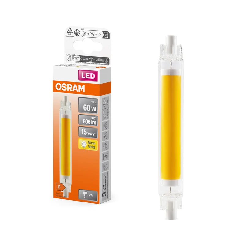 OSRAM LED Slim Line Lampe, 8W, 806lm, R7s, Blanc chaud 2700K