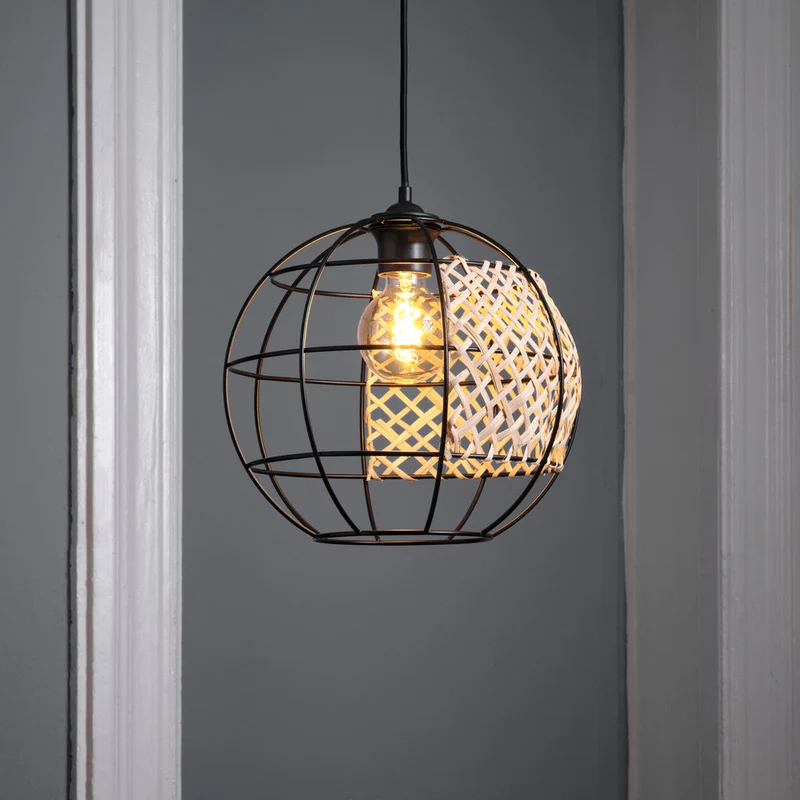 LEDVANCE DECOR Suspension Cage Globe, noir/marron, E27