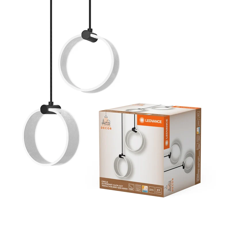 LEDVANCE DECOR Suspension Circulaire, 2 Suspensions, 14W, Click CCT Noir