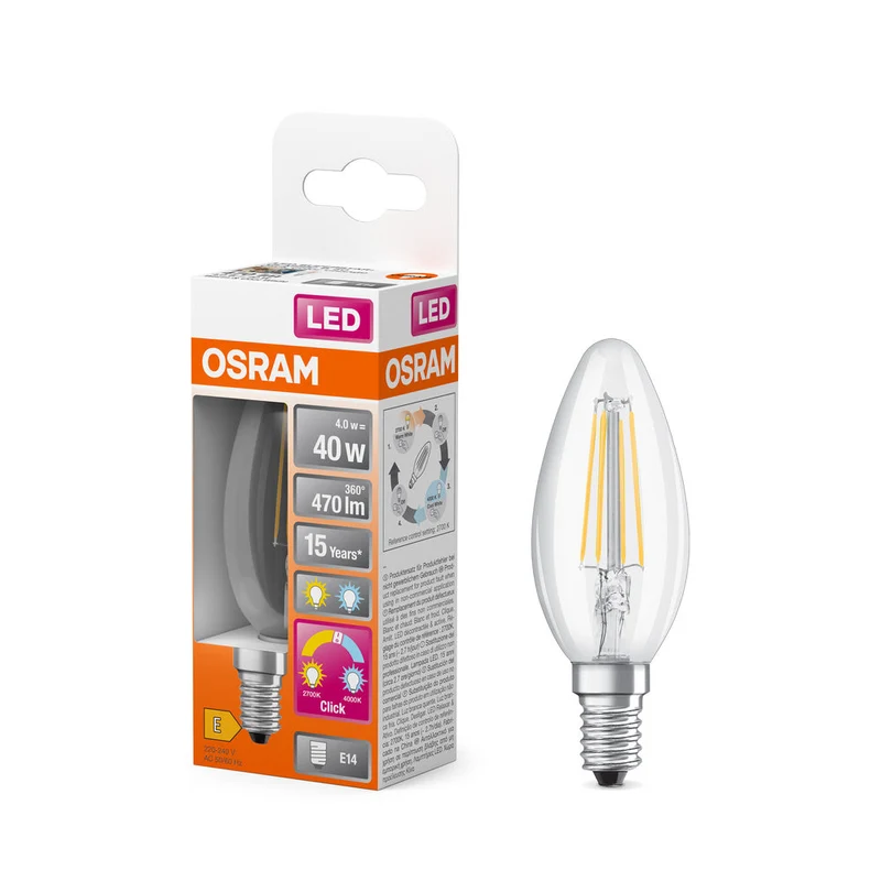 OSRAM LED RELAX et ACTIVE CLASSIC B, lampe LED, 4W, 2700-4000K, Click CCT, E14
