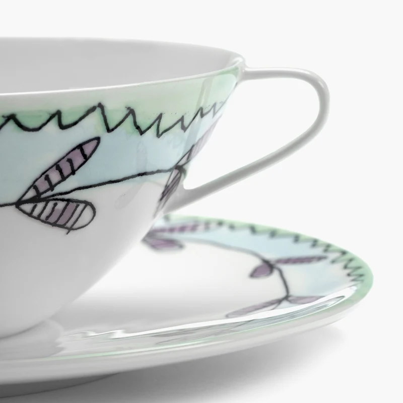 Serax Midnight Flowers Soup Bowl with Saucer