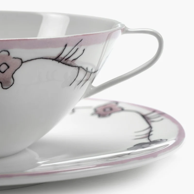 Serax Midnight Flowers Soup Bowl with Saucer