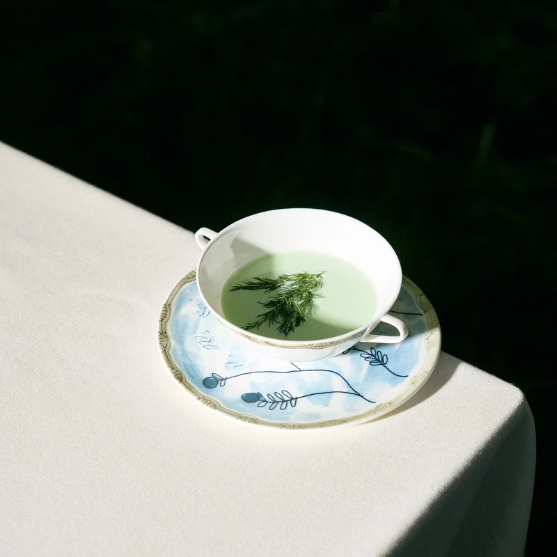 Serax Midnight Flowers Soup Bowl with Saucer