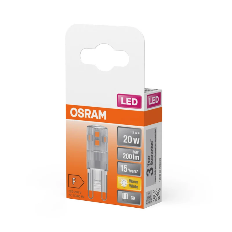 OSRAM lampe à broche LED PIN 20 300° 1.9W 827 clair G9, blanc chaud