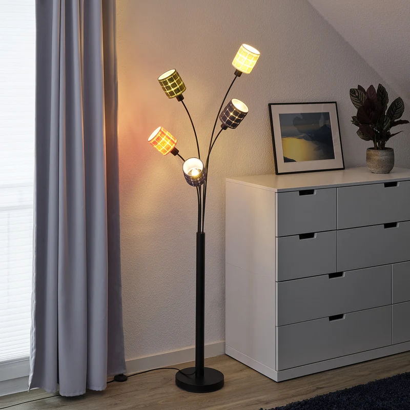 LEDVANCE LAMPE SUR PIED 5 FLAMMES Décor Tissage en Feutre Cans, E14