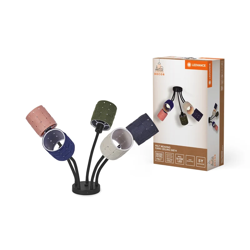 LEDVANCE DECOR Plafonnier Decor Tissage en Feutre Cans, 5xE14