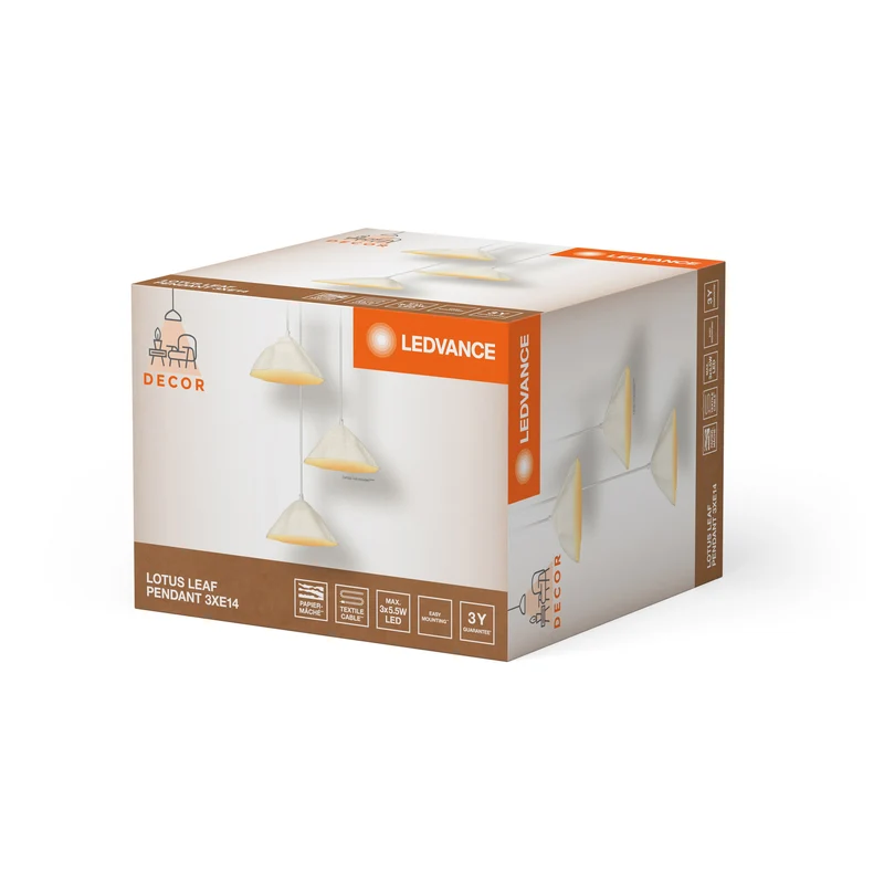 LEDVANCE DECOR Suspension 3-flammes Decor Lotus Leaf blanc, E14
