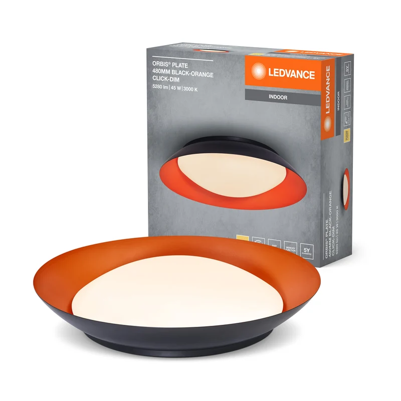 LEDVANCE ORBIS Plafonnier plaque 45W 480mm noir/orange