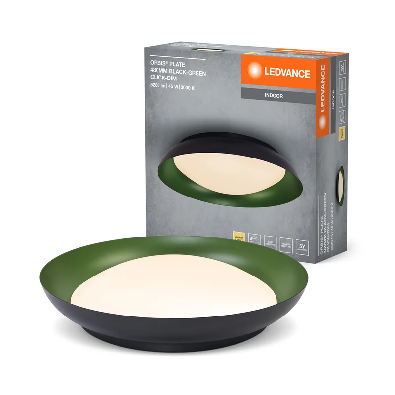 LEDVANCE ORBIS Plafonnier Plate 45W 480mm noir/vert