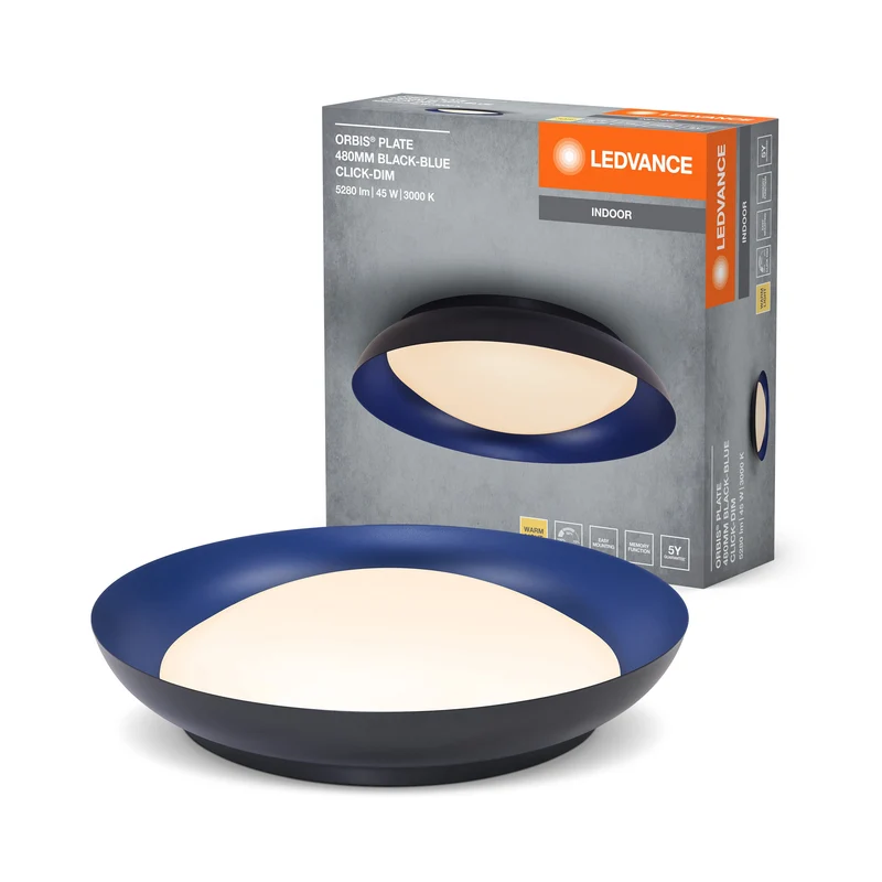 LEDVANCE ORBIS Plafonnier Plate 45W 480mm noir/bleu