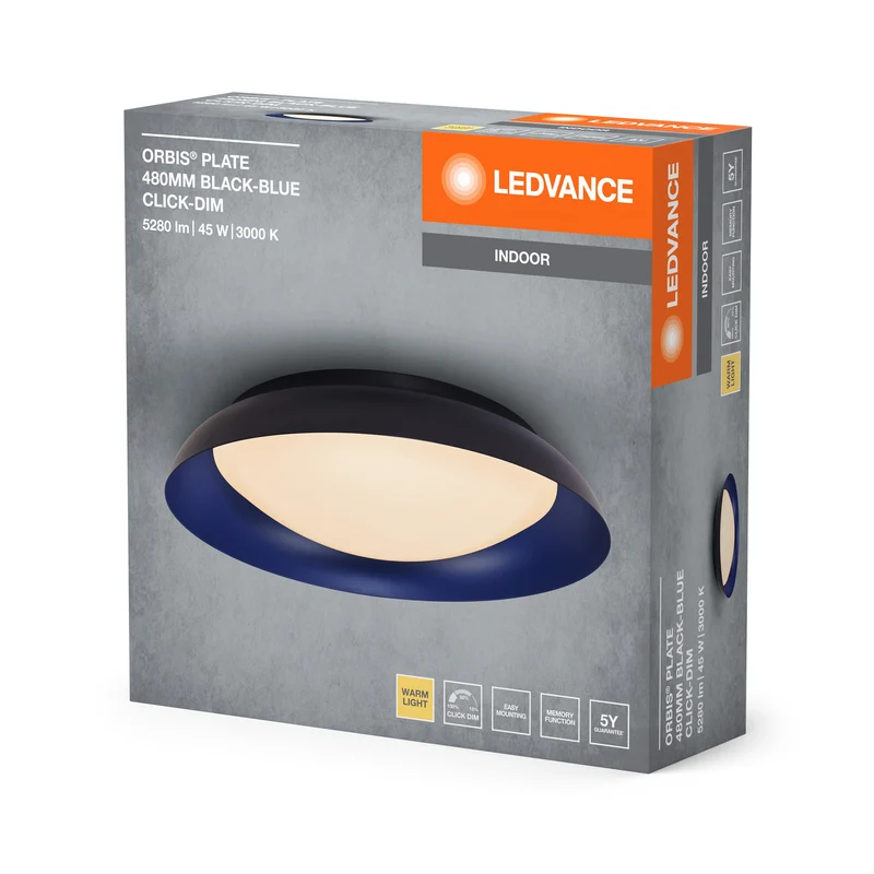 LEDVANCE ORBIS Plafonnier Plate 45W 480mm noir/bleu