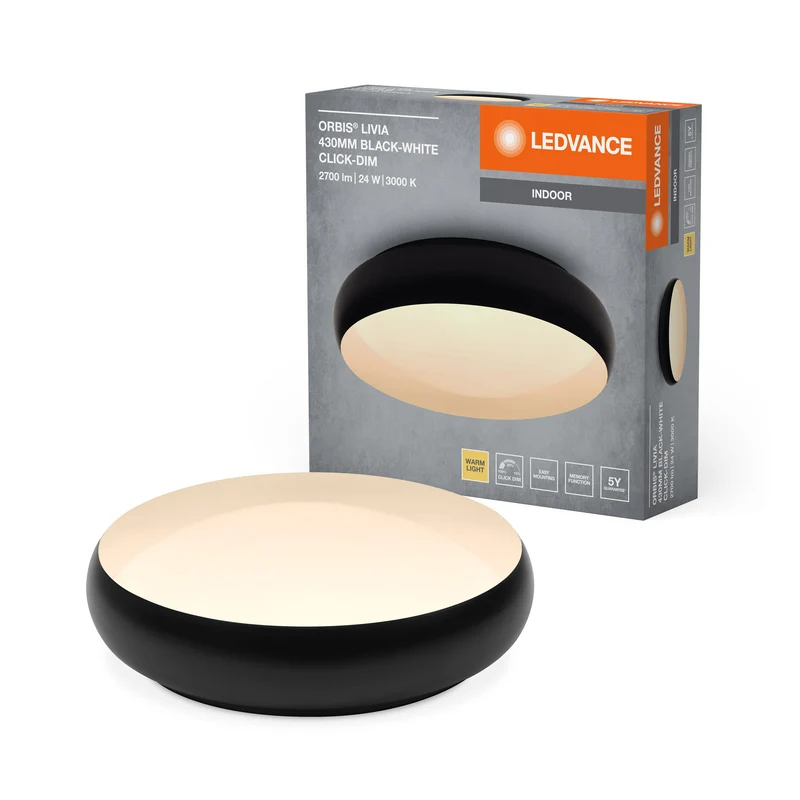 LEDVANCE ORBIS Livia plafonnier 24W 1500lm noir/blanc