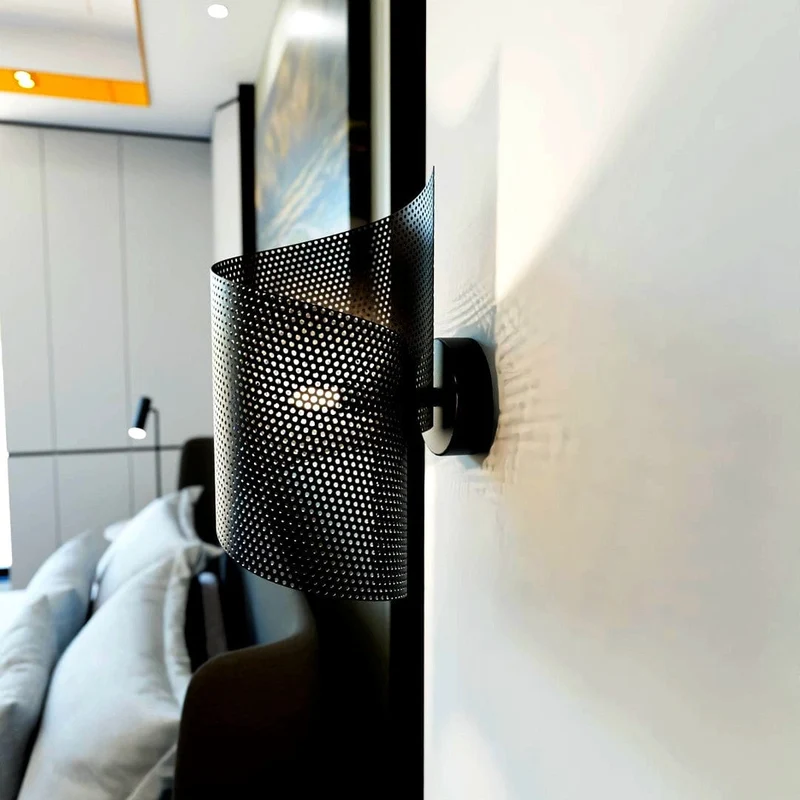 Applique LED spirale noire