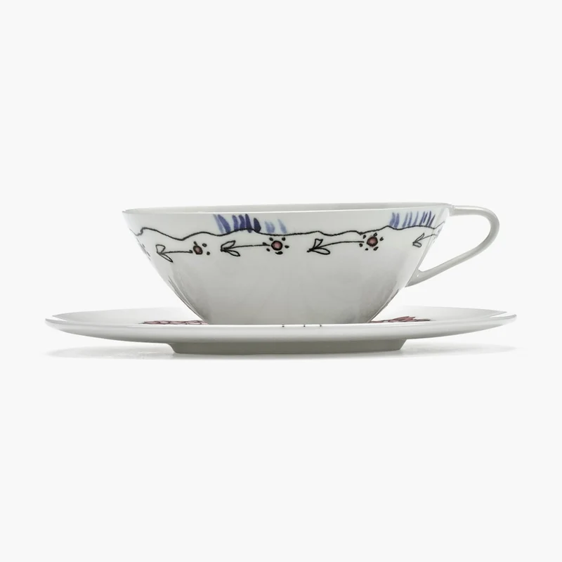 Serax Midnight Flowers Coffee Cup Low with Saucer