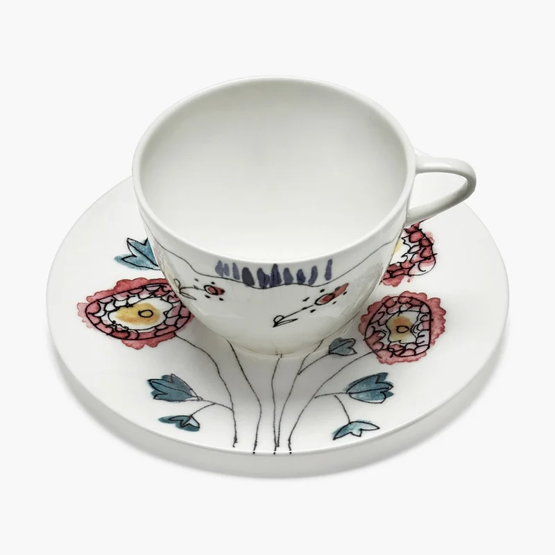 Serax Midnight Flowers Coffee Cup High with Saucer