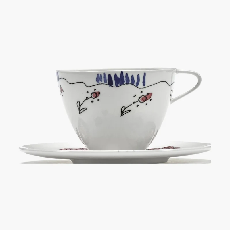 Serax Midnight Flowers Coffee Cup High with Saucer
