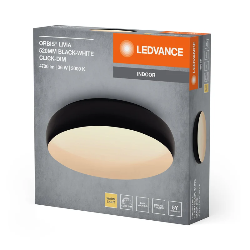 LEDVANCE ORBIS Livia plafonnier 36W 2400lm noir/blanc