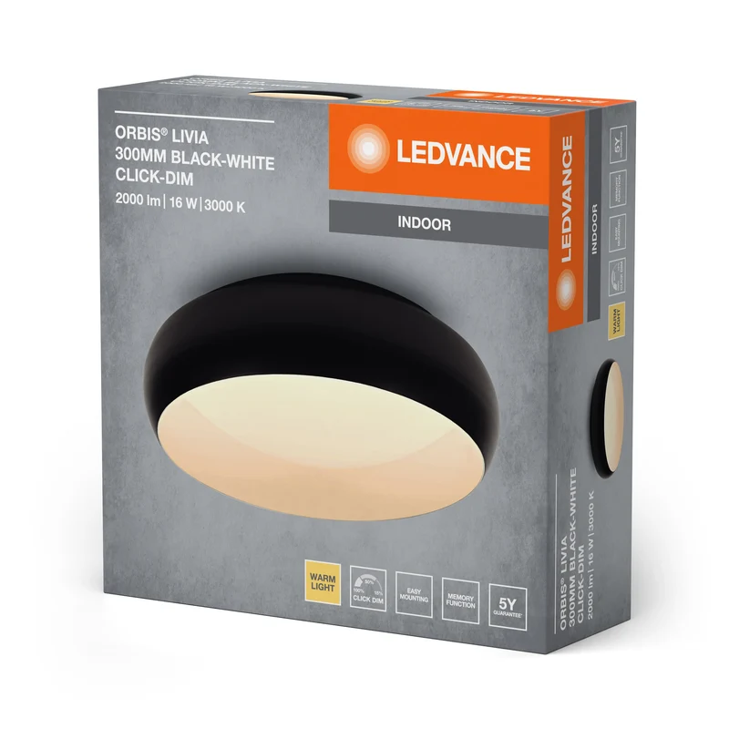 LEDVANCE ORBIS Livia plafonnier 16W 1000lm noir/blanc
