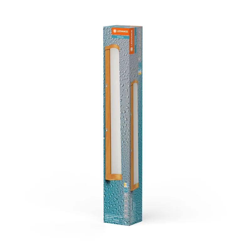 LEDVANCE ORBIS Tube miroir/applique salle de bain verre dépoli 12W 60cm décor bois