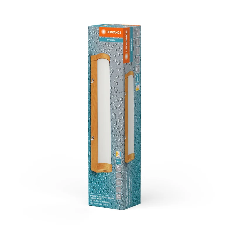 LEDVANCE ORBIS Tube miroir/applique salle de bain verre dépoli 9W 40cm décor bois