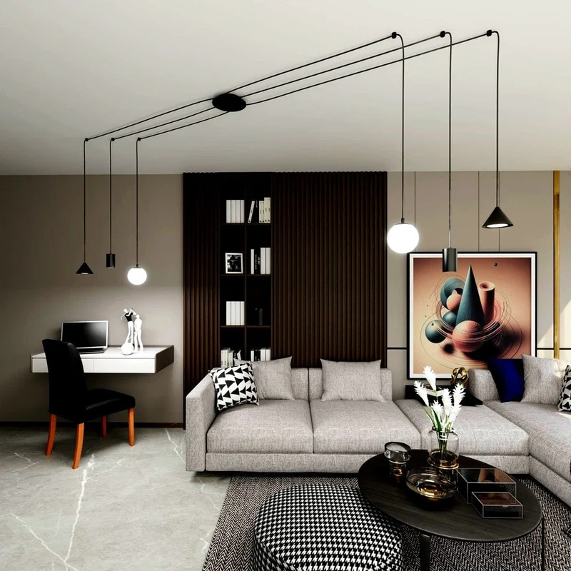 Plafonnier Suspension Noir Salon