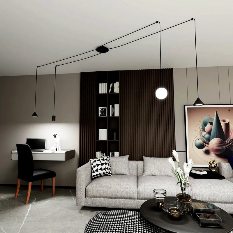 Plafonnier Suspension Noir Salon