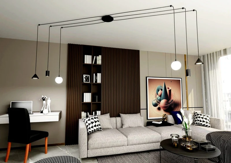 Plafonnier Suspension Noir Salon