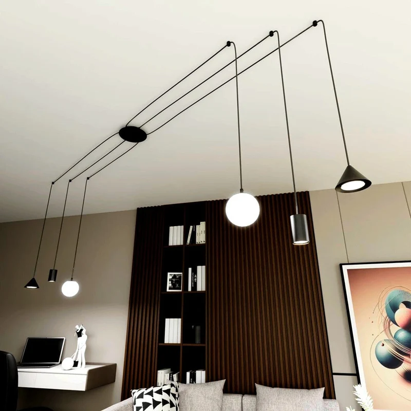 Plafonnier Suspension Noir Salon