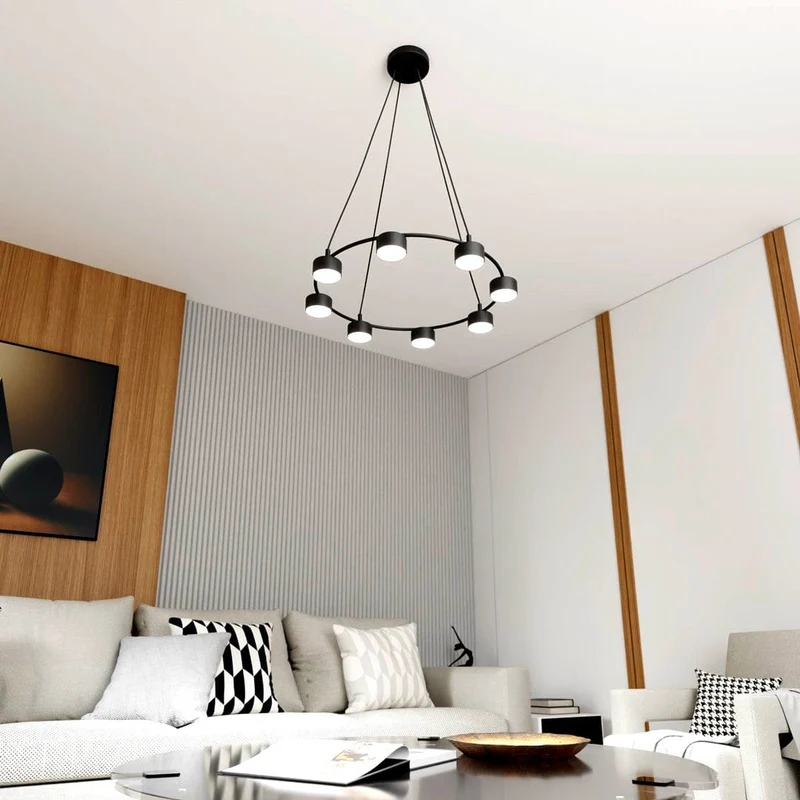 Lustre noir rond industriel de Salon