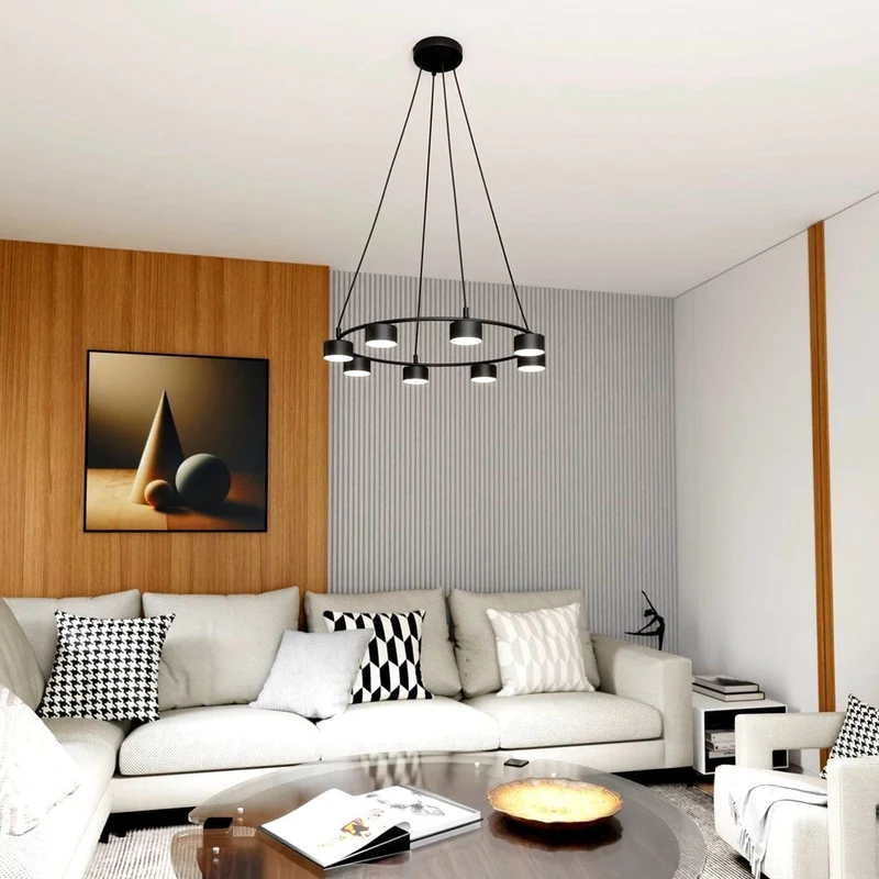 Lustre noir rond industriel de Salon