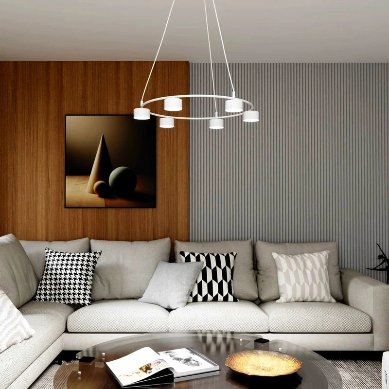 Lustre noir rond industriel de Salon