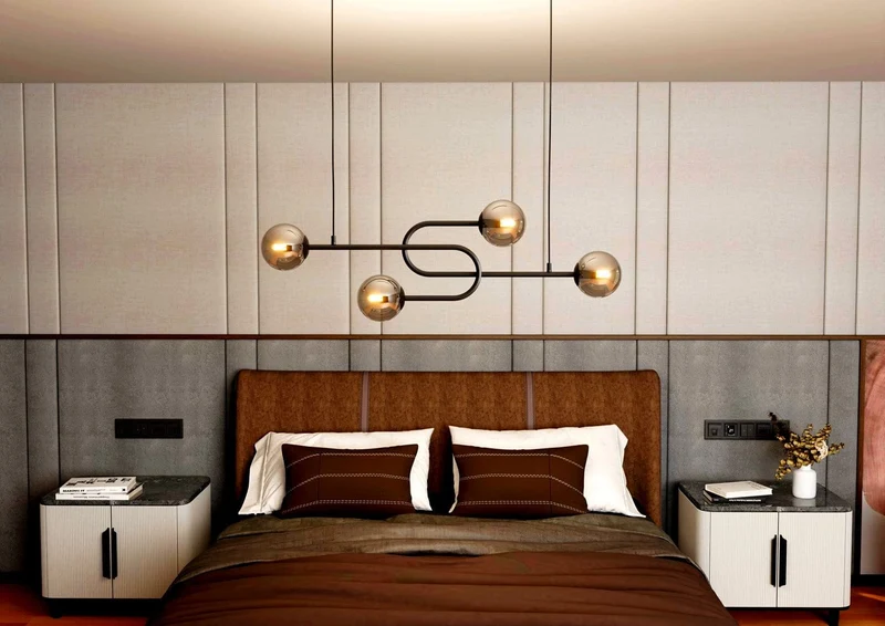 Suspension lumineuse noir pas cher Chambre d'Hotel