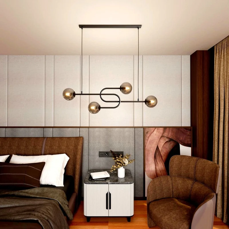 Suspension lumineuse noir pas cher Chambre d'Hotel