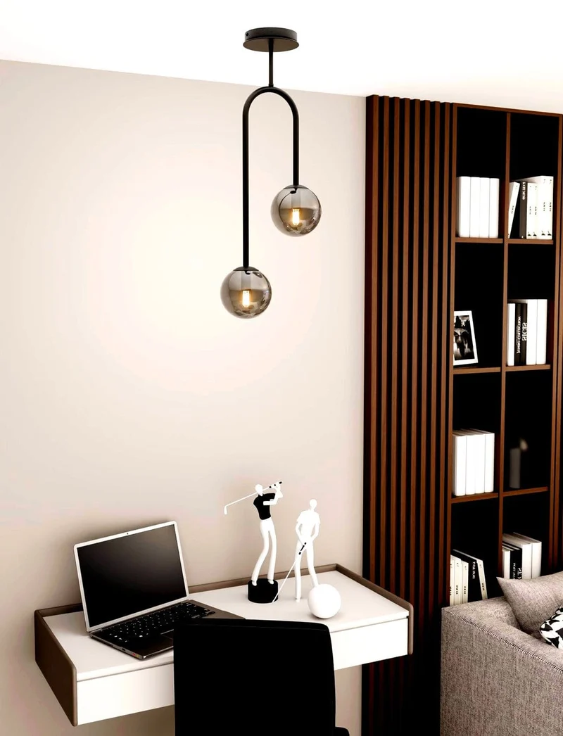 Suspension lumineuse noir pas cher pour Bureau