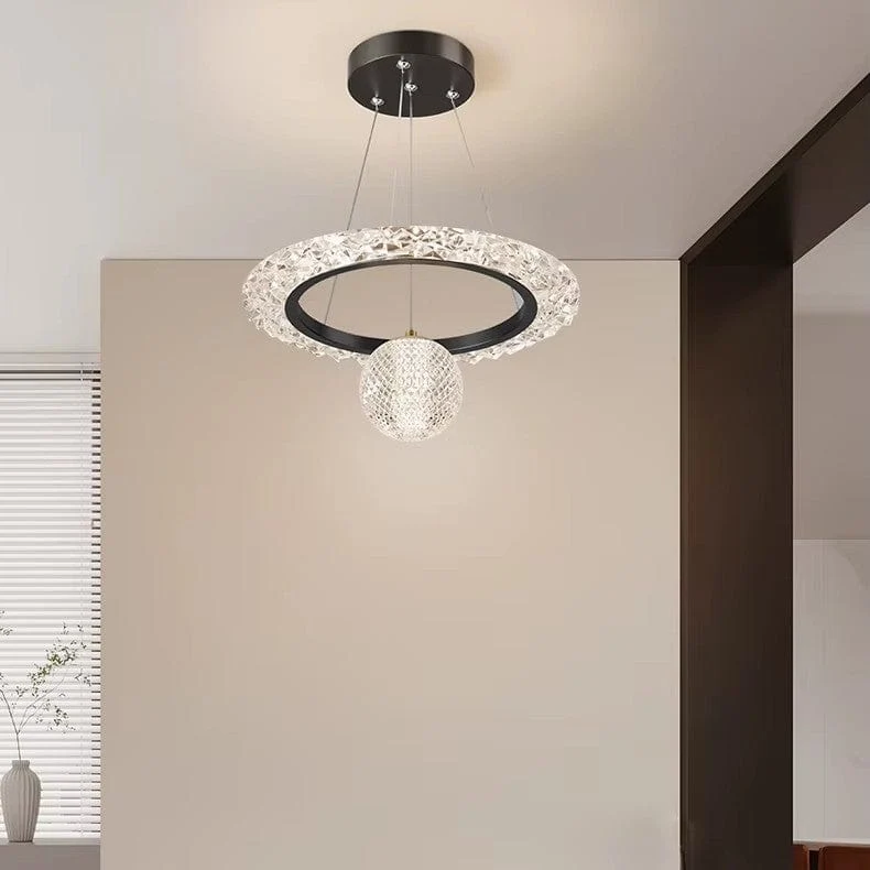 Luminaire suspension noir cristal Salon