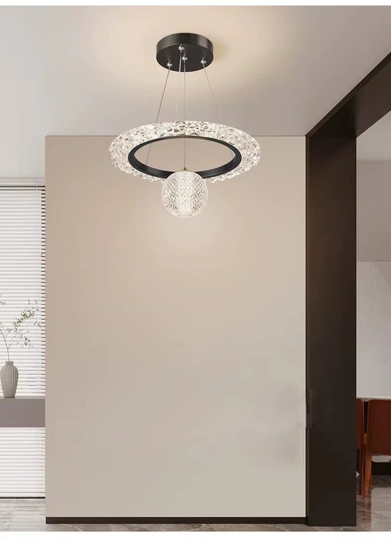 Luminaire suspension noir cristal Salon
