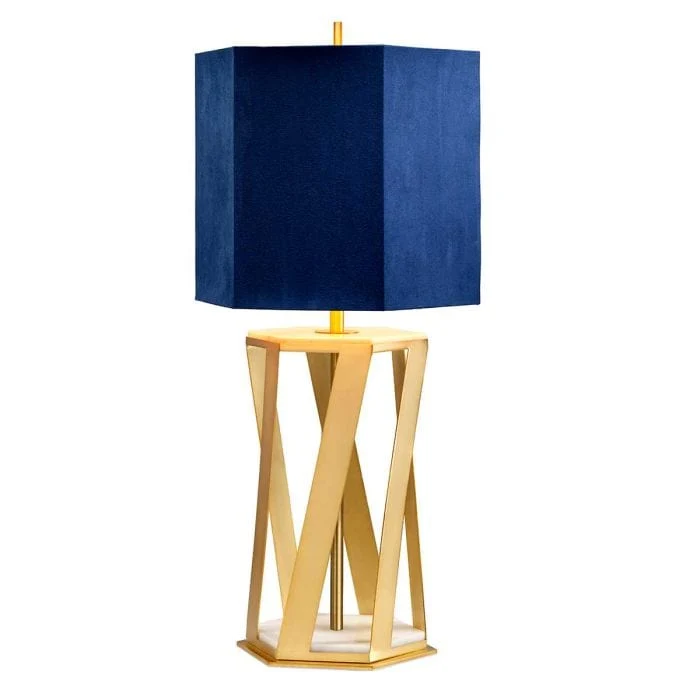 Lampe de table dore et bleu Salon