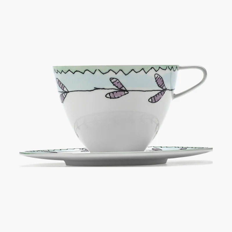 Serax Midnight Flowers Cappuccino Cup with Saucer