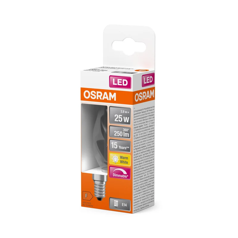 OSRAM LED Superstar Classic Lampe, Mini-bougie, 2.8W, 250lm, Blanc chaud, E14