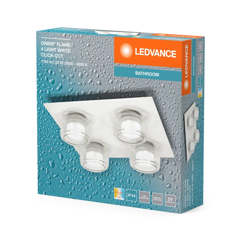 LEDVANCE ORBIS Flamme mur/plafond 22W Click CCT IP44 blanc